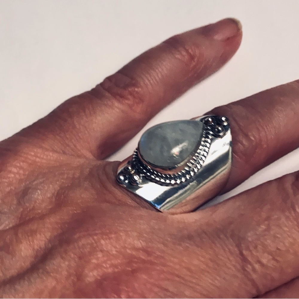 Moonstone Stamped 925 Sterling Silver Ring